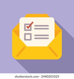 Mail polling booth icon flat vector. People vote. Machine talking report
