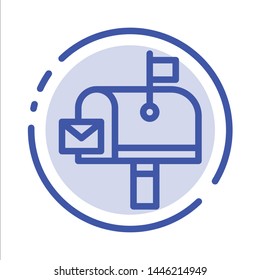 Mail, Post, Mailbox, Post office Blue Dotted Line Line Icon