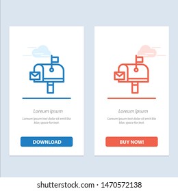 Mail, Post, Mailbox, Post office  Blue and Red Download and Buy Now web Widget Card Template. Vector Icon Template background