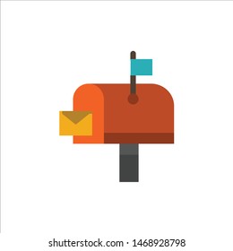 Mail, Post, Mailbox, Post office  Flat Color Icon. Vector icon banner Template. Vector Icon Template background