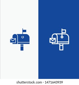 Mail, Post, Mailbox, Post office Line and Glyph Solid icon Blue banner Line and Glyph Solid icon Blue banner
