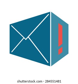 Mail, Post Office, Letter, Message Icon Made Like Two Dimensions. Vector Illustration