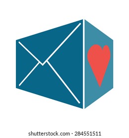 Mail, Post Office, Letter, Message Icon Made Like Two Dimensions. Vector Illustration