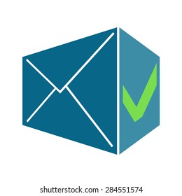 Mail, Post Office, Letter, Message Icon Made Like Two Dimensions. Vector Illustration