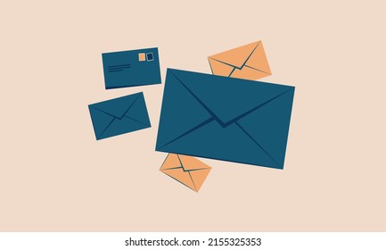 Mail Post Travel Retro Vintage Postcard Vector Illustration Icons