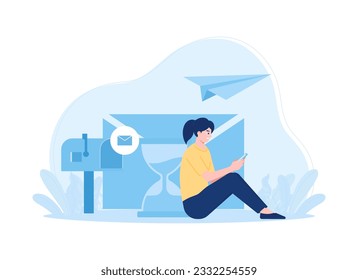 Mail post trending concept flat illustration
