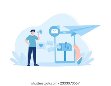 Mail post trending concept flat illustration