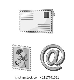 Mail and postman monochrome icons in set collection for design. Mail and equipment vector symbol stock web illustration.