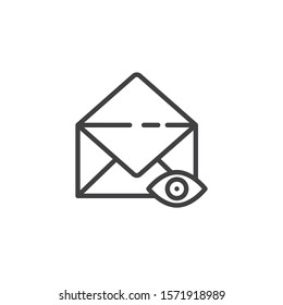 Mail privacy protection line icon. linear style sign for mobile concept and web design. Open envelope with security eye outline vector icon. Symbol, logo illustration. Vector graphics