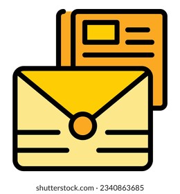 Mail promotion icon outline vector. Special online. Sale discount color flat