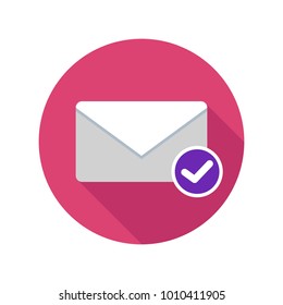 Mail read icon. Email icon with long shadow. Vector Flat Illustration