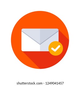 Mail read icon. Email icon with long shadow. Vector Flat Illustration