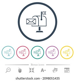 El correo recibió iconos de color plano de contorno en contornos redondos. 6 iconos de bonificación incluidos.