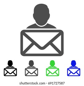 Mail Recipient flat vector pictogram. Colored mail recipient, gray, black, blue, green icon variants. Flat icon style for graphic design.