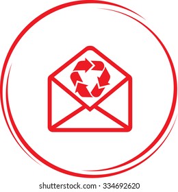 mail with recycle symbol. Internet button. Vector icon.