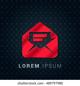 Mail Red chromium precious metallic 3D Icon / Logo Design