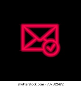 Mail red glowing neon ui ux icon. Glowing sign logo vector