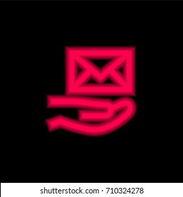 Mail red glowing neon ui ux icon. Glowing sign logo vector