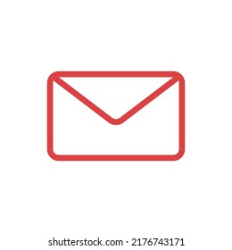 Mail red vector icon on white background