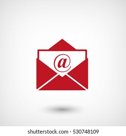mail - red vector icon  with shadow