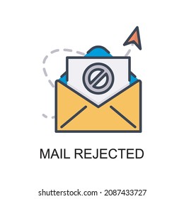 E-Mail-Abgelehnte Vektorgrafik Ausgefülltes Kontursymbol Design-Illustration. Web- und Mobile-Anwendungssymbol auf weißem Hintergrund EPS10-Datei