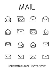 Mail related vector icon set. Well-crafted sign in thin line style with editable stroke. Vector symbols isolated on a white background. Simple pictograms.