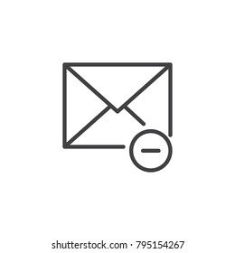 Mail remove line icon, outline vector sign, linear style pictogram isolated on white. Envelope with minus symbol, logo illustration. Editable stroke