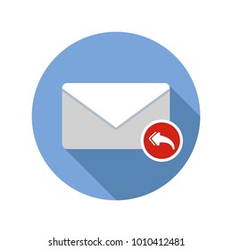 Mail reply to all recipient icon. Email icon with long shadow. Vector Flat Illustration