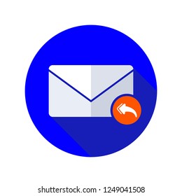 Mail reply to all recipient icon. Email icon with long shadow. Vector Flat Illustration