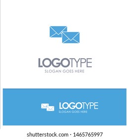 Mail, Reply, Forward, Business, Correspondence, Letter Blue Solid Logo with place for tagline. Vector Icon Template background