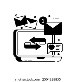 Mail Reply Glyph Icon, Vector illustration