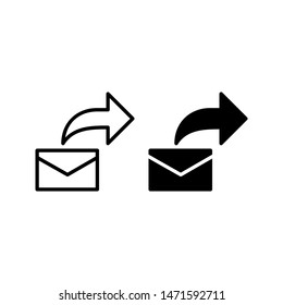 Mail reply icon. with outline and glyph style