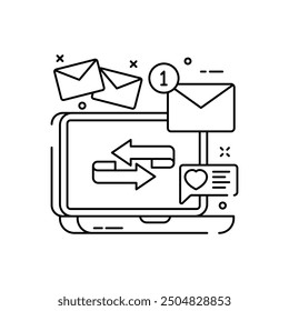 Mail Reply Outline Icon, Vector illustration