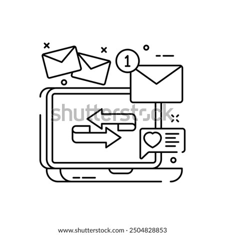 Mail Reply Outline Icon, Vector illustration