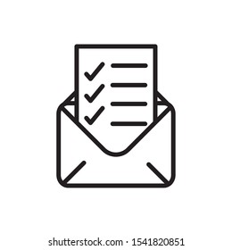 mail report check mark delivery icon vector illustration thick line