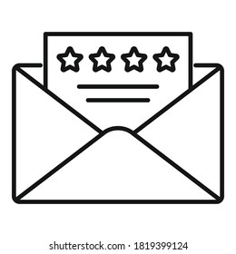 Icono de reputación de correo. Icono de vector de reputación de contorno para diseño web aislado en fondo blanco