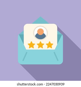 Vector plano de icono de revisión de correo. Confianza en el cliente. Valorar en línea