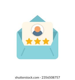 Mail review icon flat vector. Customer trust. Rate online isolated