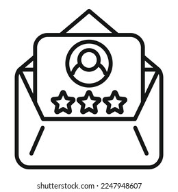 Mail review icon outline vector. Customer trust. Rate online