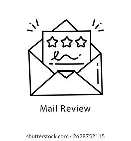 Mail Review Vector Outline Style Icon. Eps 10 File