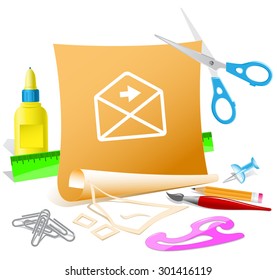 mail right arrow. Paper template. Vector illustration.