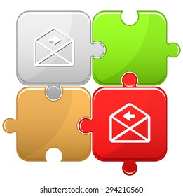 mail right arrow. Vector puzzle.