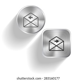 mail right arrow. Vector set steel buttons