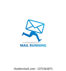 Mail Running Logo Template Design Vector, Emblem, Design Concept, Creative Symbol, Icon