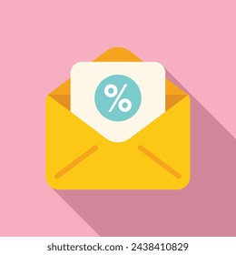 Mail sale tag icon flat vector. Shop ticket event. Ticket special food rebate