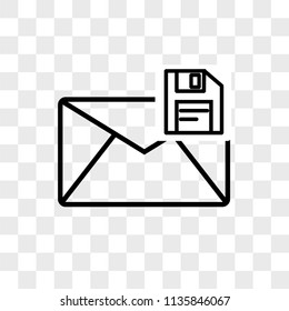 Mail save interface vector icon on transparent background, Mail save interface icon