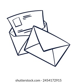 Mail Scribble Line. Hand Drawn Offce Mail Scribble Doodle Vector. Doodle Mail Drawing. 