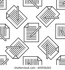 Mail seamless pattern in outline style. 
