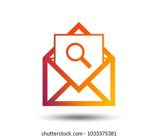 Mail search icon. Envelope symbol. Message sign. Mail navigation button. Blurred gradient design element. Vivid graphic flat icon. Vector
