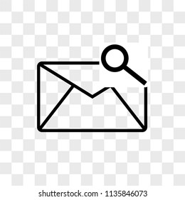 Mail search vector icon on transparent background, Mail search icon
